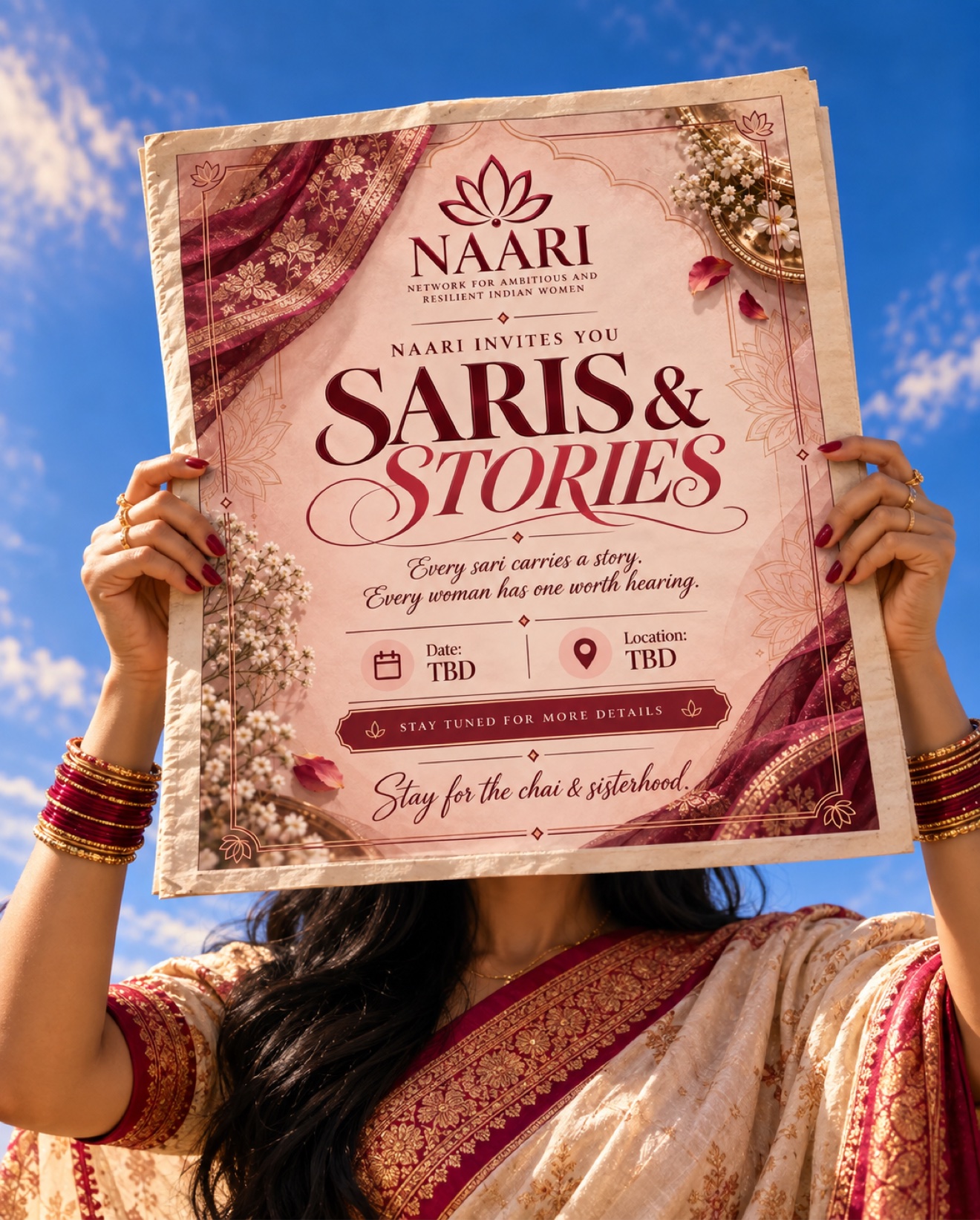 Official flyer for Saris & Stories