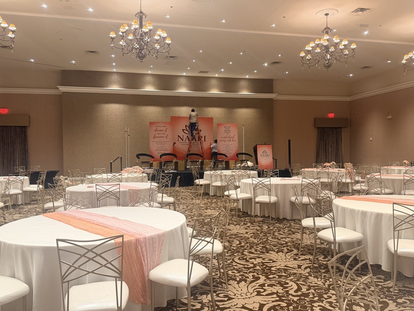 Stage prepared for NAARI women's networking in Phoenix, AZ